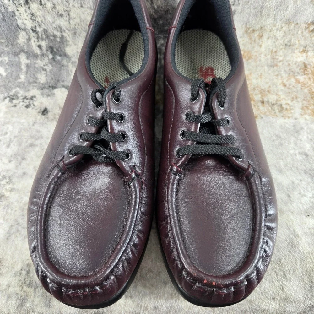 SAS Siesta‎ Walking Shoes Womens 9 Narrow Cordovan Leather Lace Up Moc Toe
